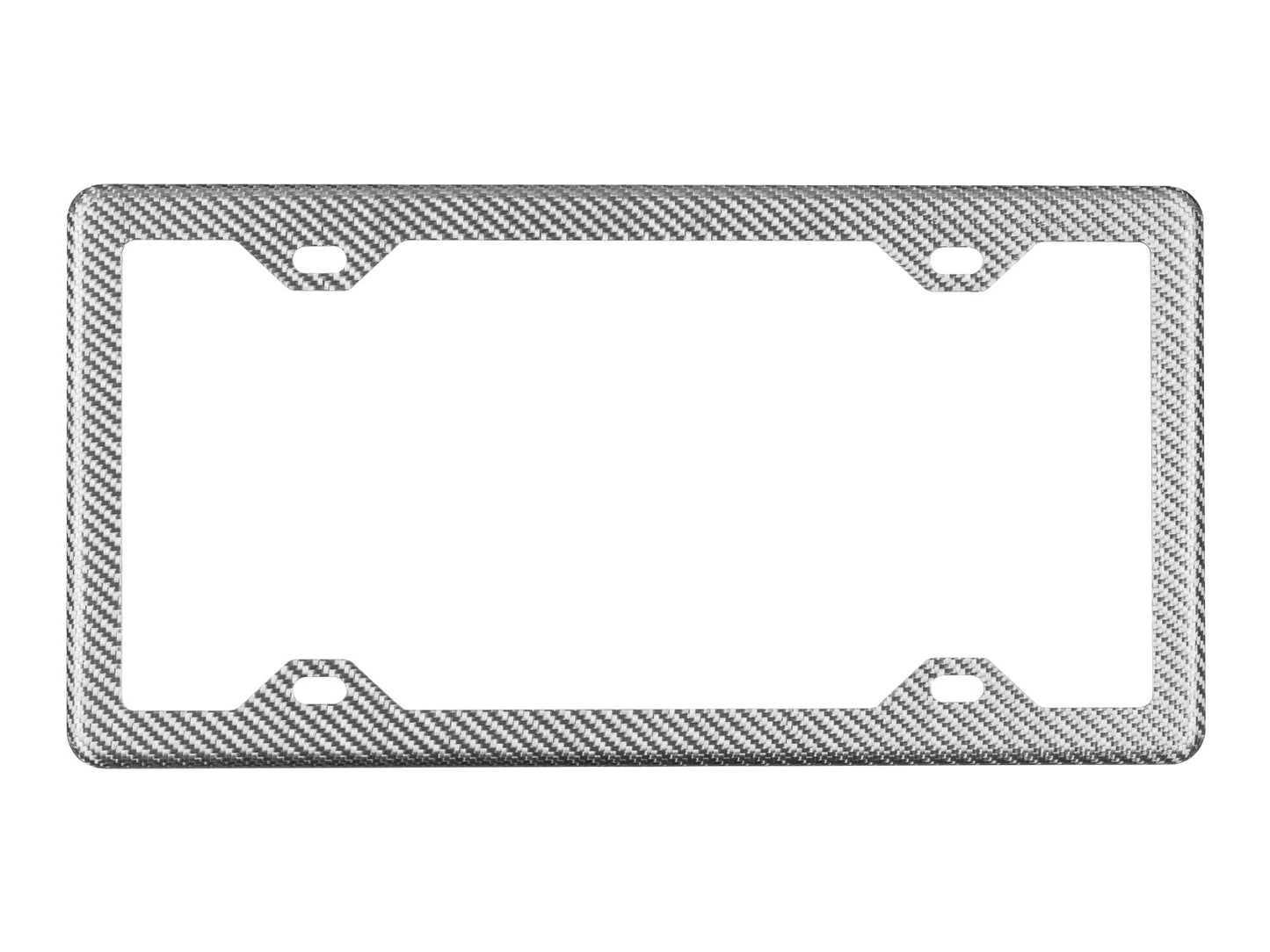 Silver carbon fiber license plate frame with 4 holes