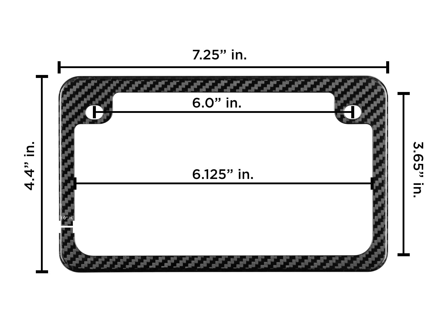 2-hole carbon fiber motorcycle license plate frame dimensions