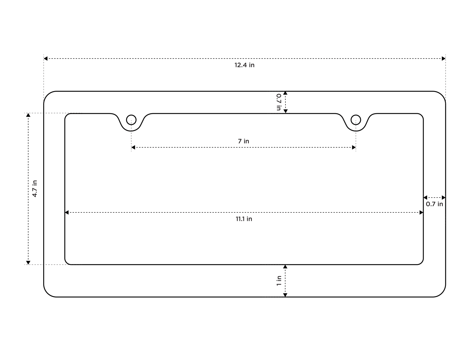 Diagram measurement of license plate frame