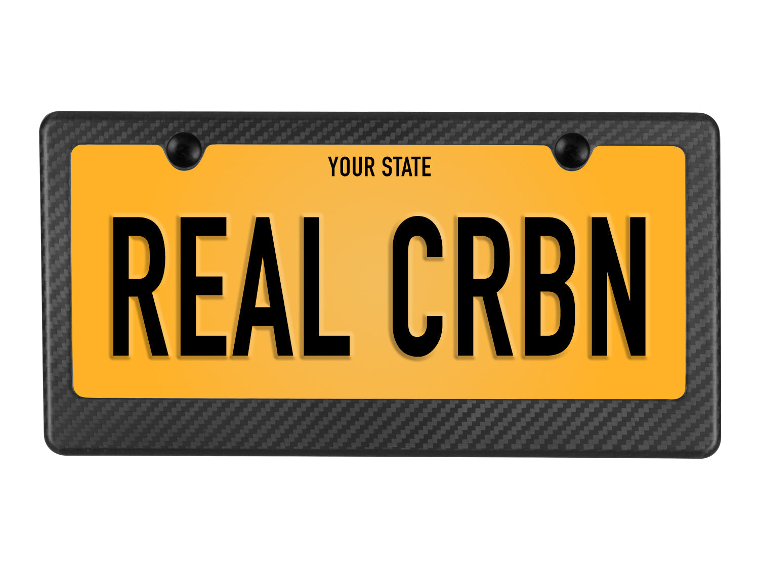 Sample plate display showcasing understated matte carbon fiber frame with 1-inch lower border